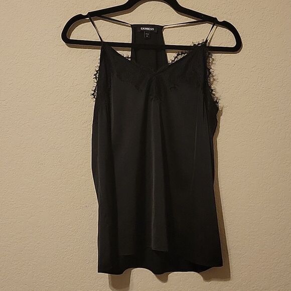 Express Tops - Express Black Camisole with Lace Trim size Small NWT